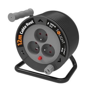  SOLIGHT PB24 prodlužovací přívod na bubnu 12m, 3 zásuvky