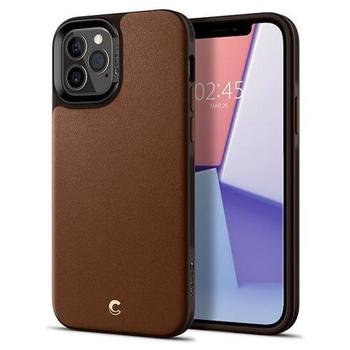 Kryt SPIGEN Leather Brick pro iPhone 12/12 Pro - Saddle Brown