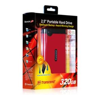 Přenosný pevný disk TRANSCEND StoreJet 25 Mobile 320GB, červený (red)