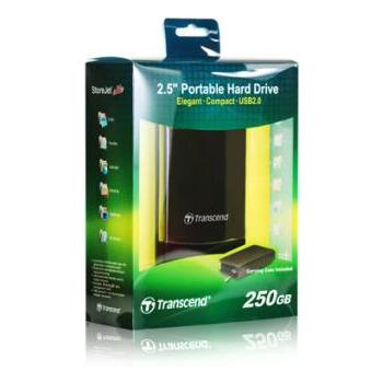 Přenosný pevný disk TRANSCEND StoreJet 25C Mobile 250GB, stříbrný (silver)