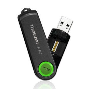 Přenosný flash disk  TRANSCEND JetFlash220 16GB, zelený (green)