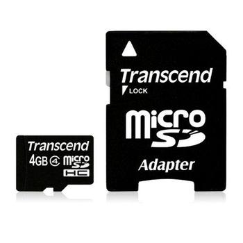 Paměťová karta TRANSCEND microSDHC 4GB TS4GUSDHC4