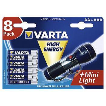 Baterie se svítilnou zdarma VARTA High Energy 4903+4906+Mini Day Light, 8 pack