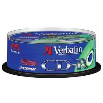 CD-R médium VERBATIM  CD-R 52x DataLife, Extra Protection, 25ks cakebox