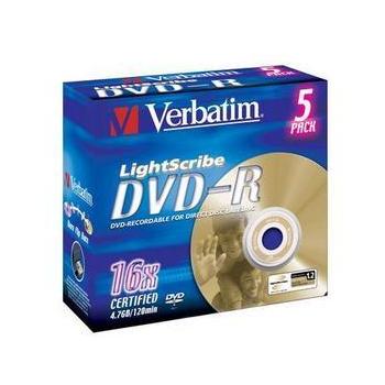 DVD-R médium VERBATIM DVD-R 16x, LightScribe, 5ks jewel krabička