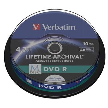 Verbatim DVD R 4,7 GB (120min) M-Disc 4x Printable, 10-cake