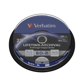 Blu-ray médium VERBATIM M-DISC BD-R 25GB, printable, cake box