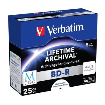 Blu-ray médium VERBATIM M-DISC BD-R 25GB, printable, jewel box