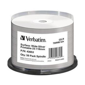 CD-R médium VERBATIM CD-R Wide Silver Inkjet Printable
