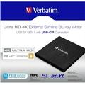 VERBATIM externí mechanika Ultra HD 4K Blu-ray External Slimline Writer (USB 3.1, USB-C) + zdarma 25