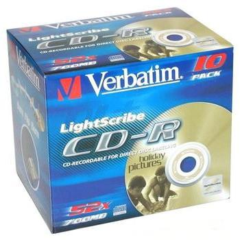CD-R médium VERBATIM CD-R 52x DataLifePlus Super Azo, LightScribe, 10ks jewel krabička