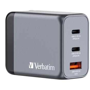 Cestovní nabíječka VERBATIM GNC-65,2xUSB-C 65W,USB-A