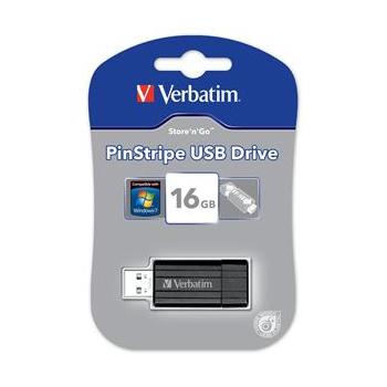 Penosný flash disk  VERBATIM  Store n Go PinStripe 16GB, černý (black)