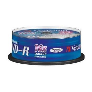 DVD-R médium VERBATIM  DVD-R 16x DatalifePlus, Printable, 25ks cakebox