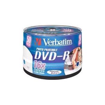 DVD-R médium VERBATIM  DVD-R 16x DatalifePlus, Printable, 50ks cakebox