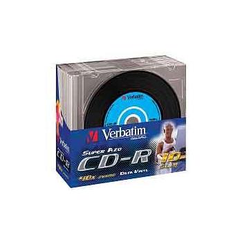 CD-R médium VERBATIM CD-R 48x Data Vinyl, Color, 10ks slim krabička