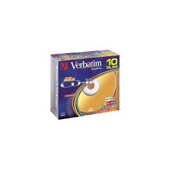 CD-R médium VERBATIM CD-R 48x DataLifePlus Super Azo, color, 10ks slim krabička