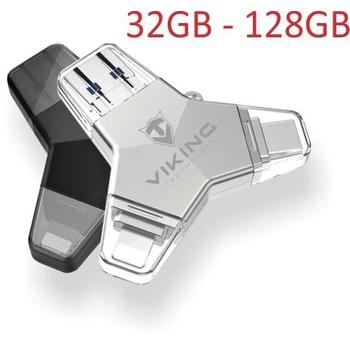 Přenosný flash disk Viking USB Flash disk 3.0 4v1 64GB, černý (black)