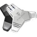VIKING USB FLASH DISK 3.0 4v1 64GB, S KONCOVKOU APPLE LIGHTNING, USB-C, MICRO USB, USB3.0, černá