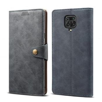 Lenuo Leather flipové pouzdro pro Xiaomi Redmi Note 9 Pro/ Note 9S, šedá