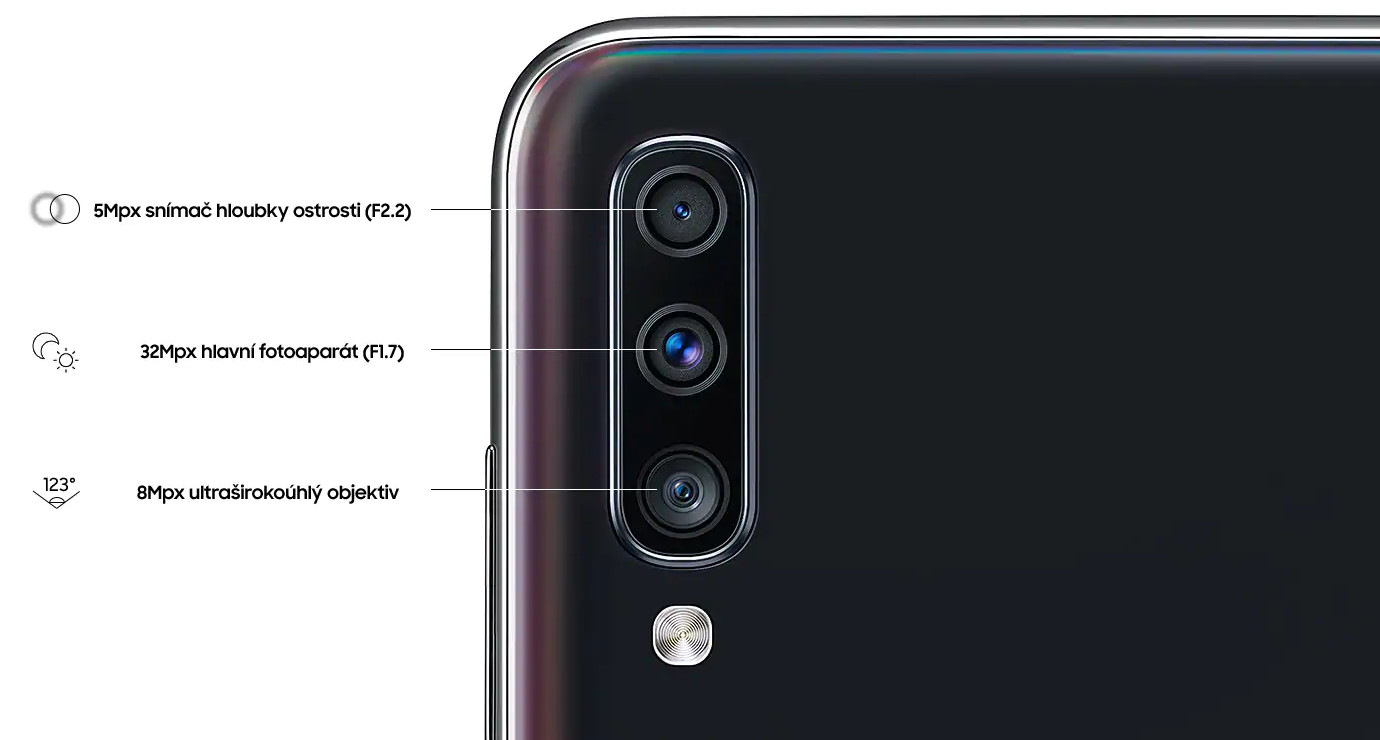Mobilní telefon SAMSUNG Galaxy A70 Black černý black