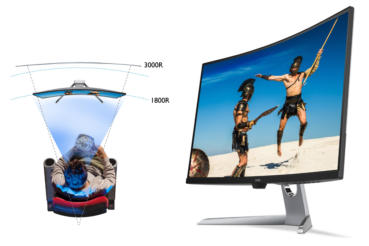 Prohnutý LED monitor BENQ 32 LED EX3203RQHD stříbrný silver