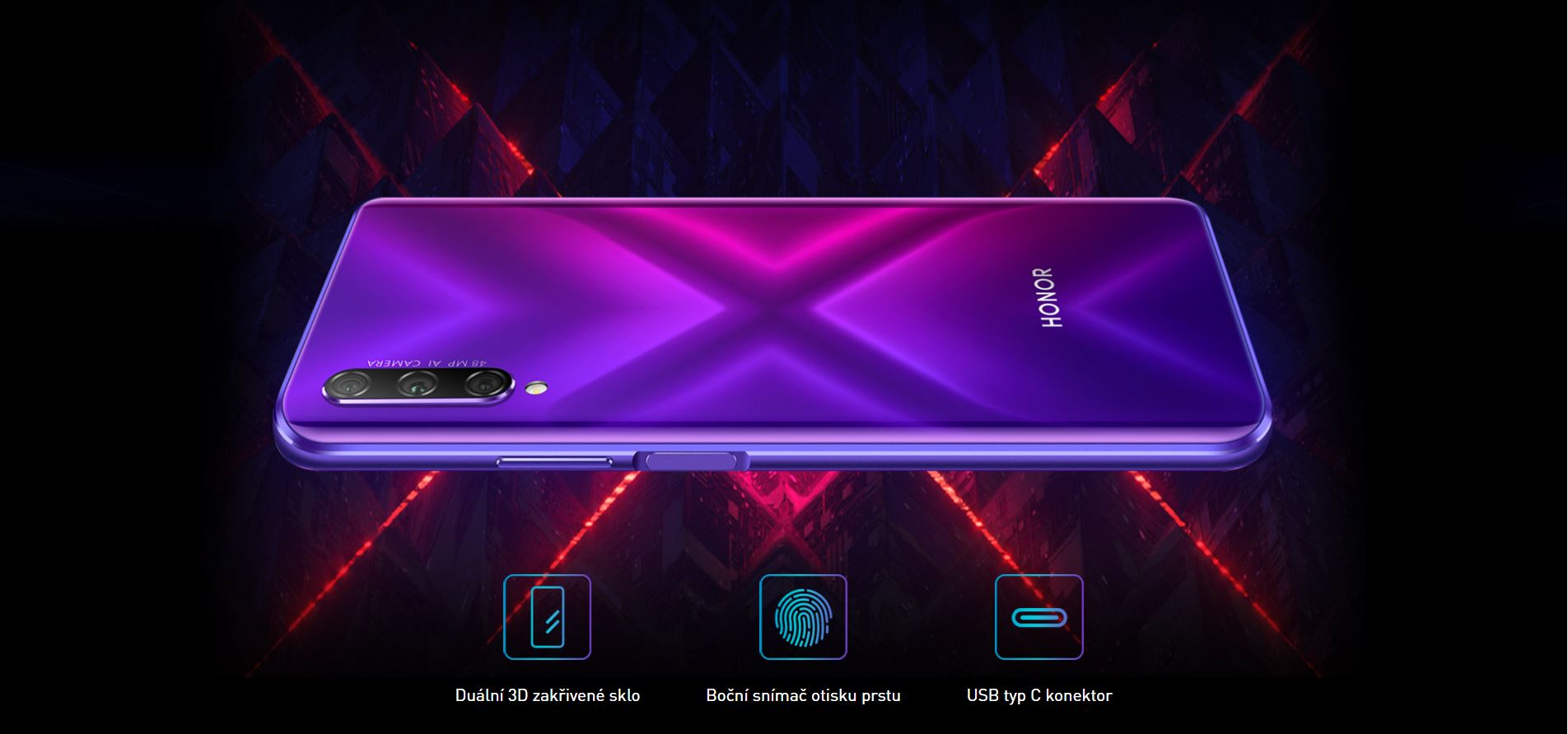 Mobilní telefon HONOR 9X Pro 6GB256GB Dual Sim fialová purple