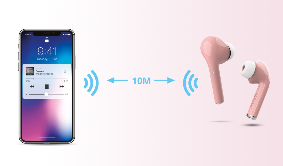 Bezdrátová sluchátka TRUST Nika Touch Bluetooth Earphone růžová pink