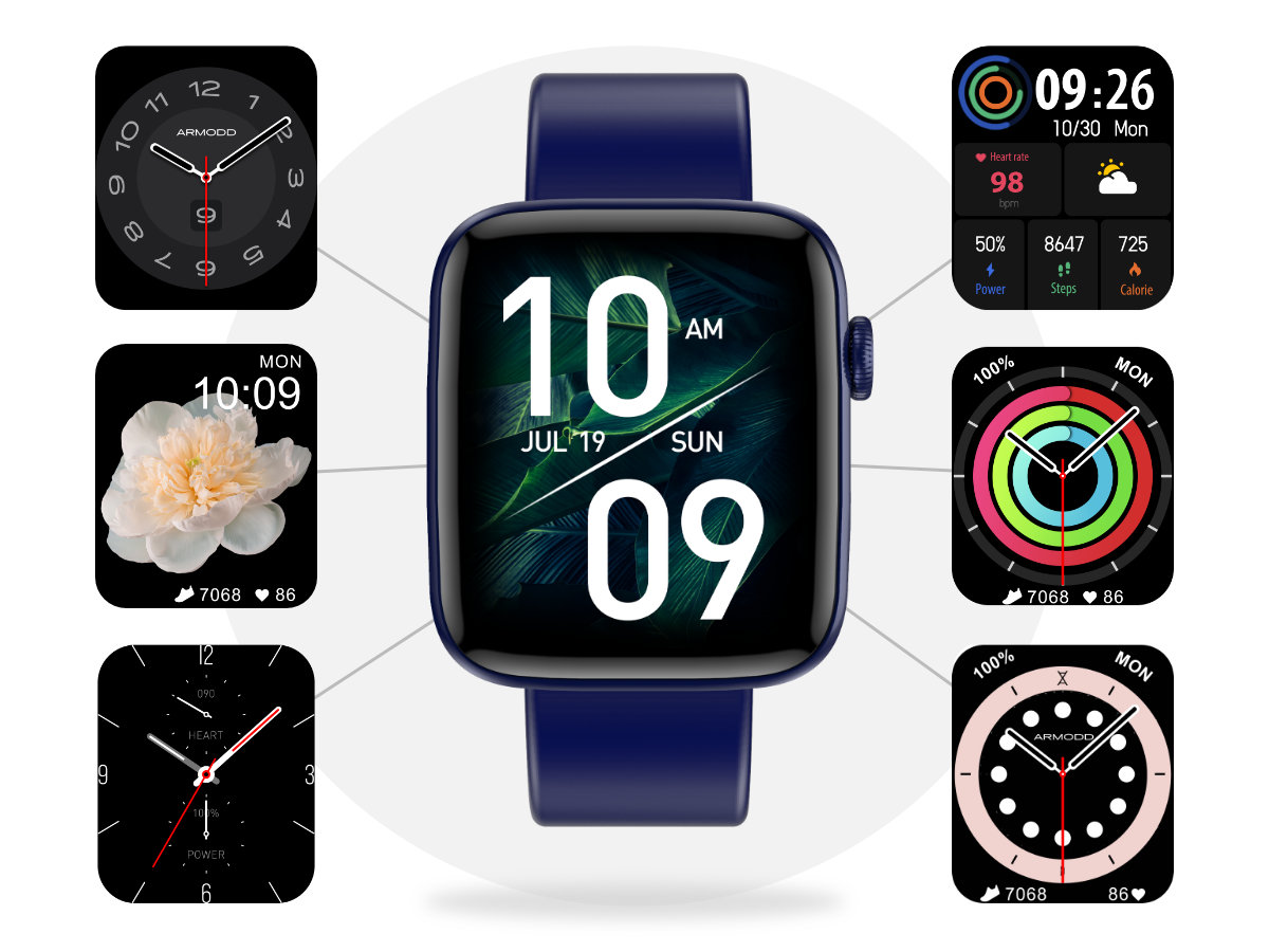 Chytré hodinky ARMODD Squarz 9 Pro Silver9012 s hnědým koženým řemínkem + silikonový řemínek stříb