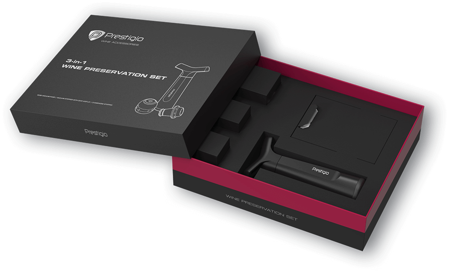 PRESTIGIO SET PRO UCHOVÁNÍ NEDOPITÝCH LÁHVÍ VÍNA