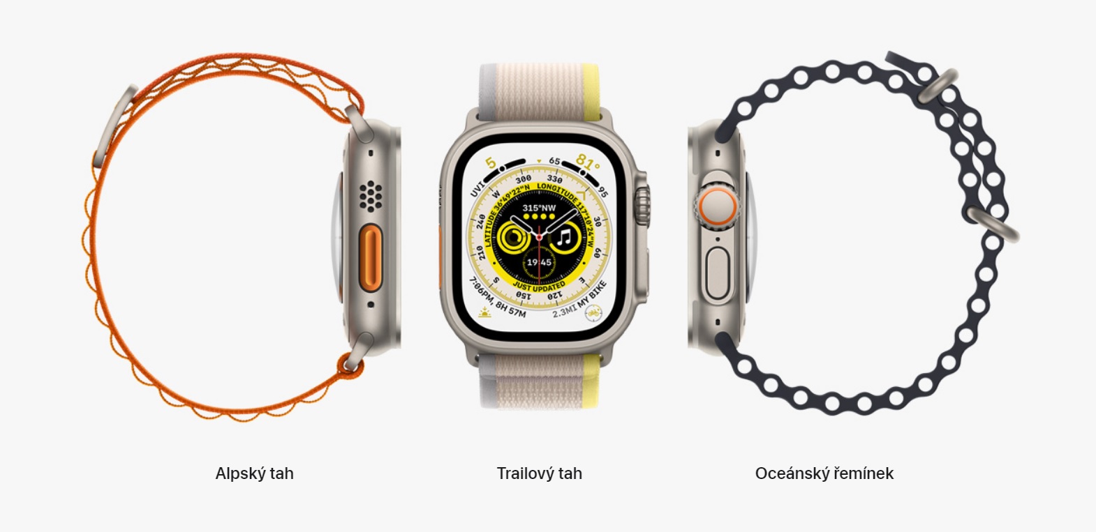 Chytré hodinky APPLE Watch Ultra GPS + Cellular 49mm Titanium Case with Starlight Alpine Loop  Lar