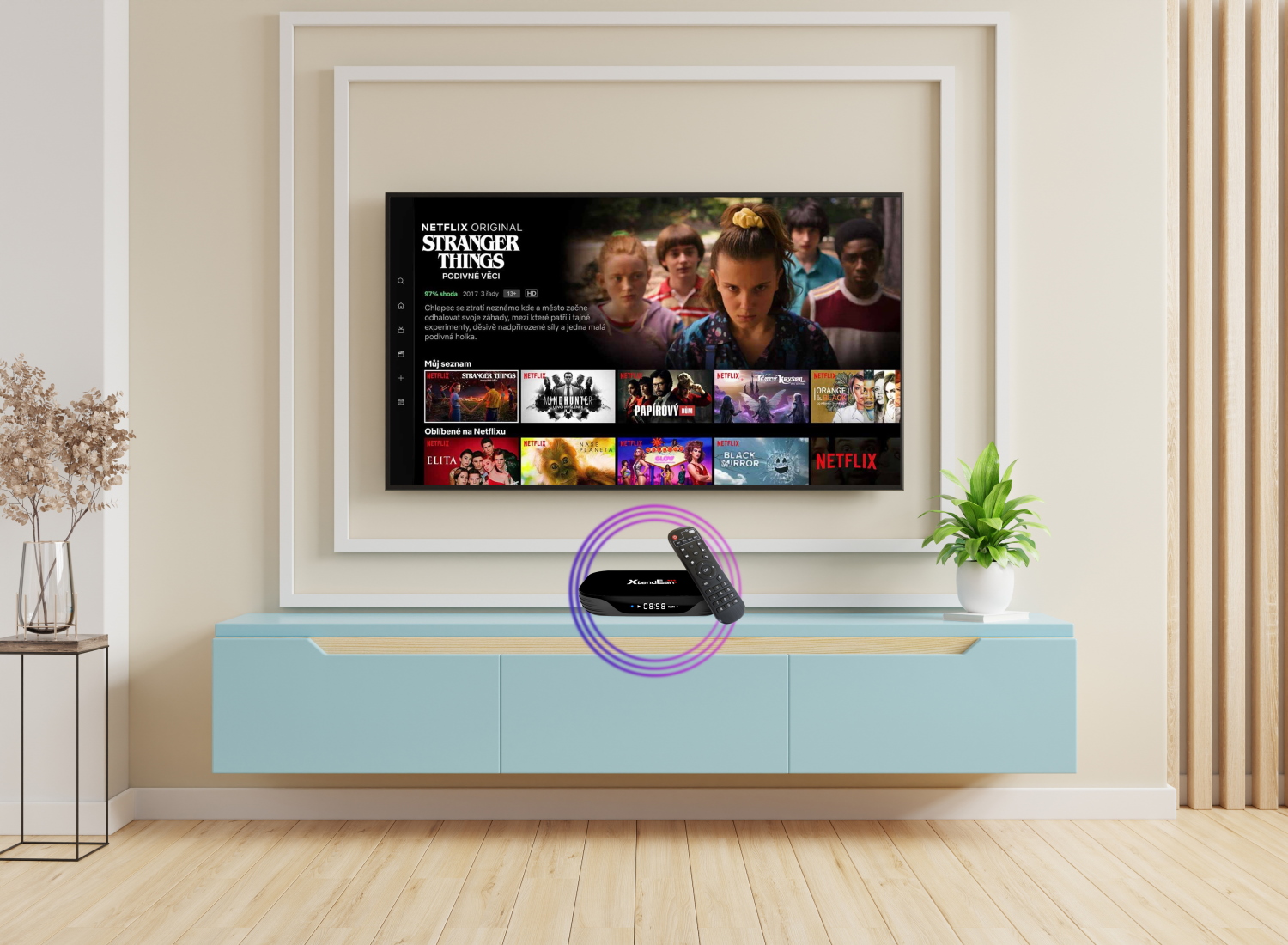 Multimediální centrum XtendLan Android TV box HK1T černý black