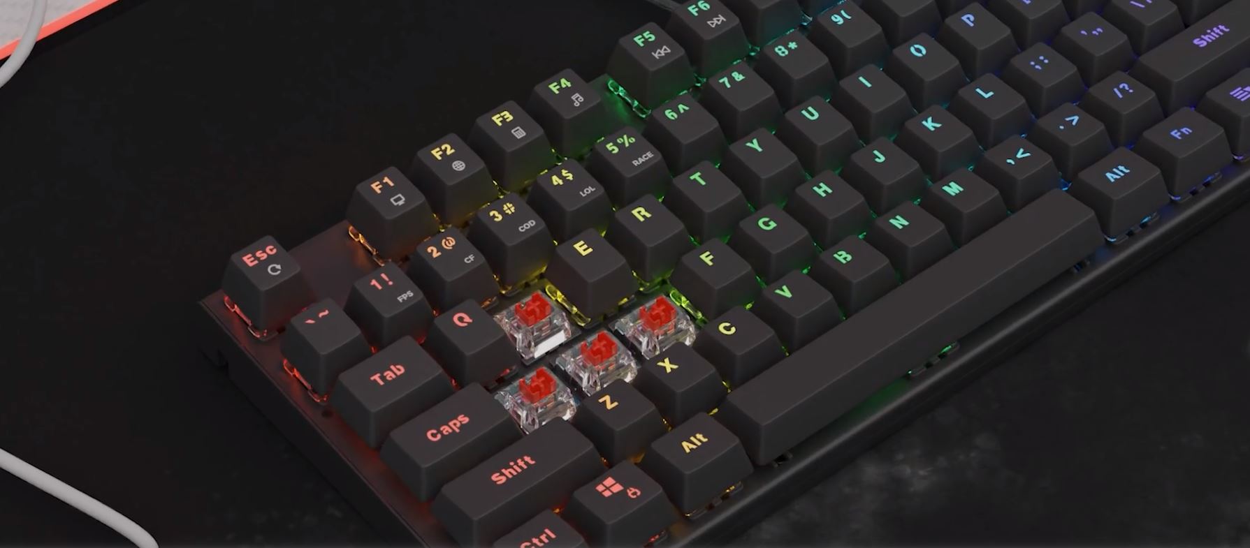Herní mechanická klávesnice GENESIS THOR 303 TKL RGB Outemu Red černá black