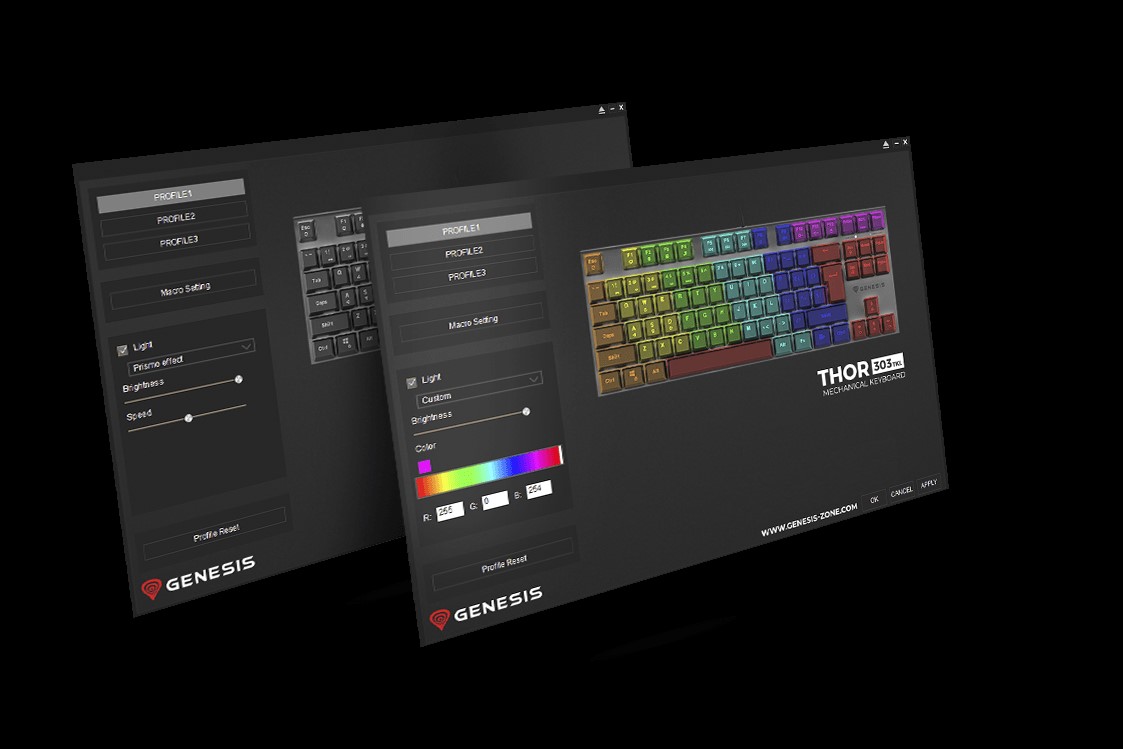 Herní mechanická klávesnice GENESIS THOR 303 TKL RGB Outemu Red černá black