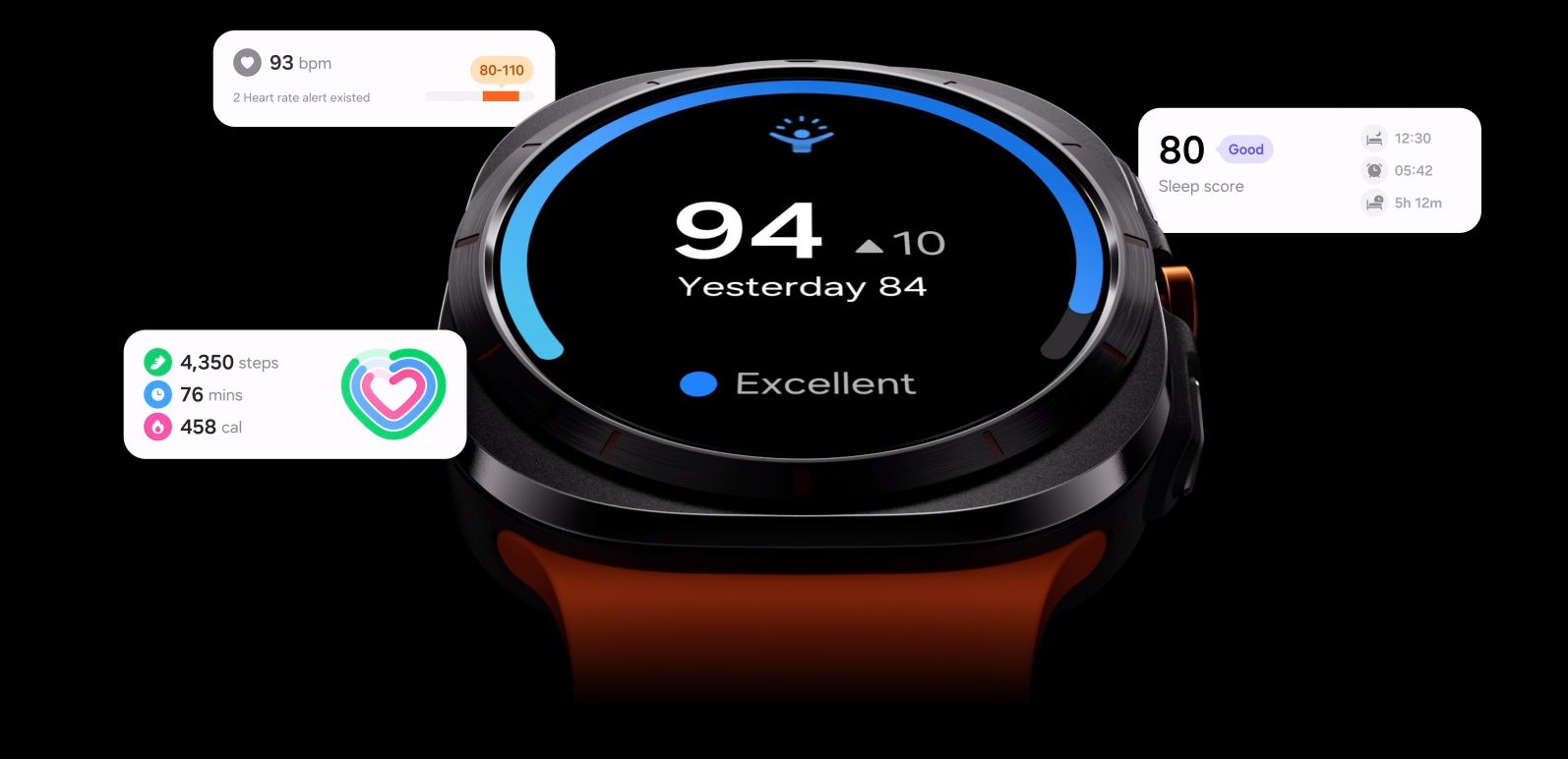 Chytré hodinky SAMSUNG Galaxy Watch Ultra 47mm Titanium GraySport BandOrange