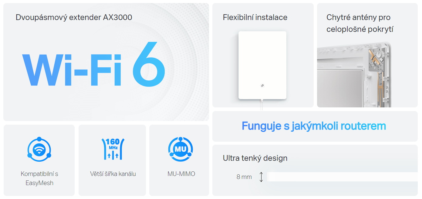 Opakovač TPLINK Archer Air E5 AX3000 WiFi6 bílý white