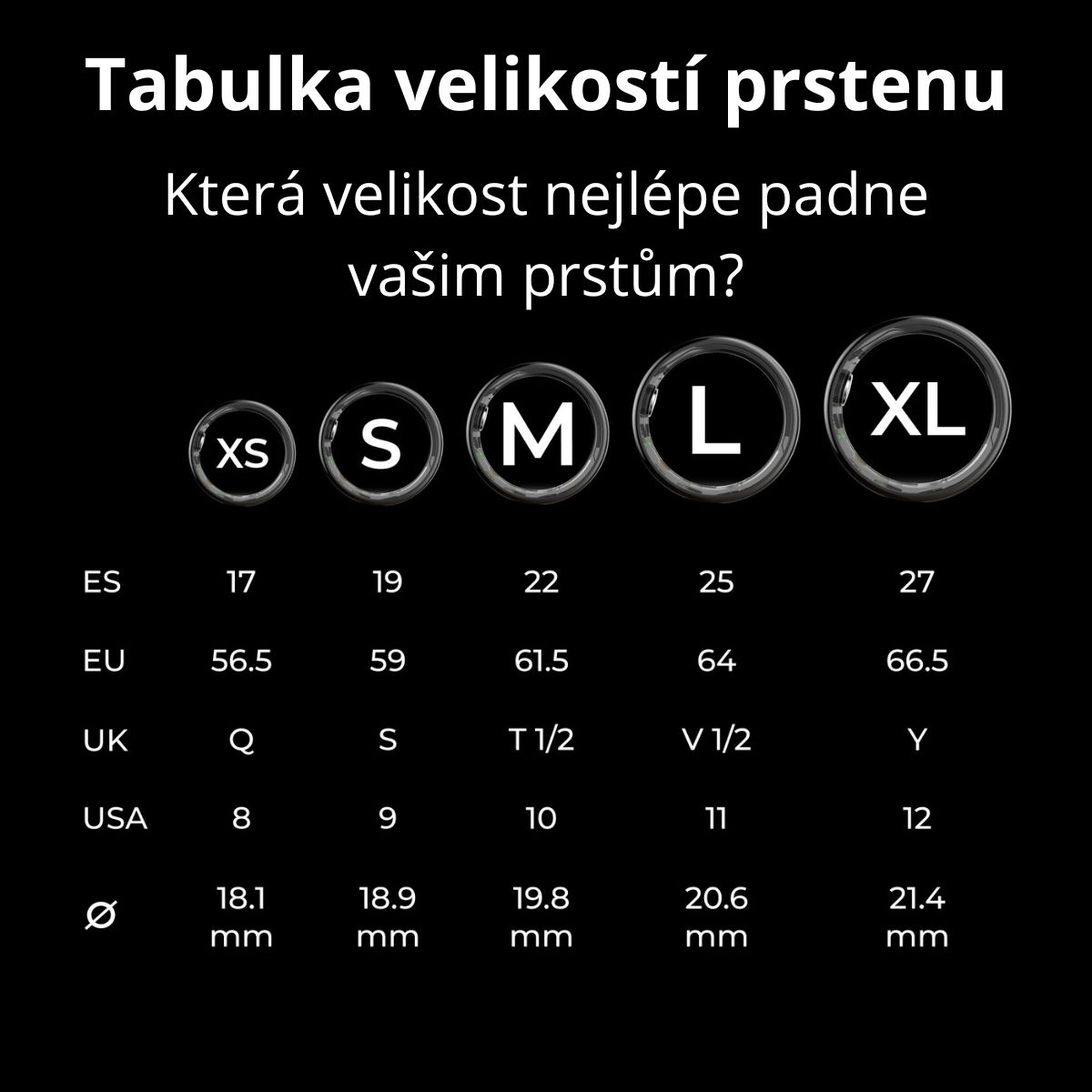 Chytrý prsten KSIX Saturn černý vel S