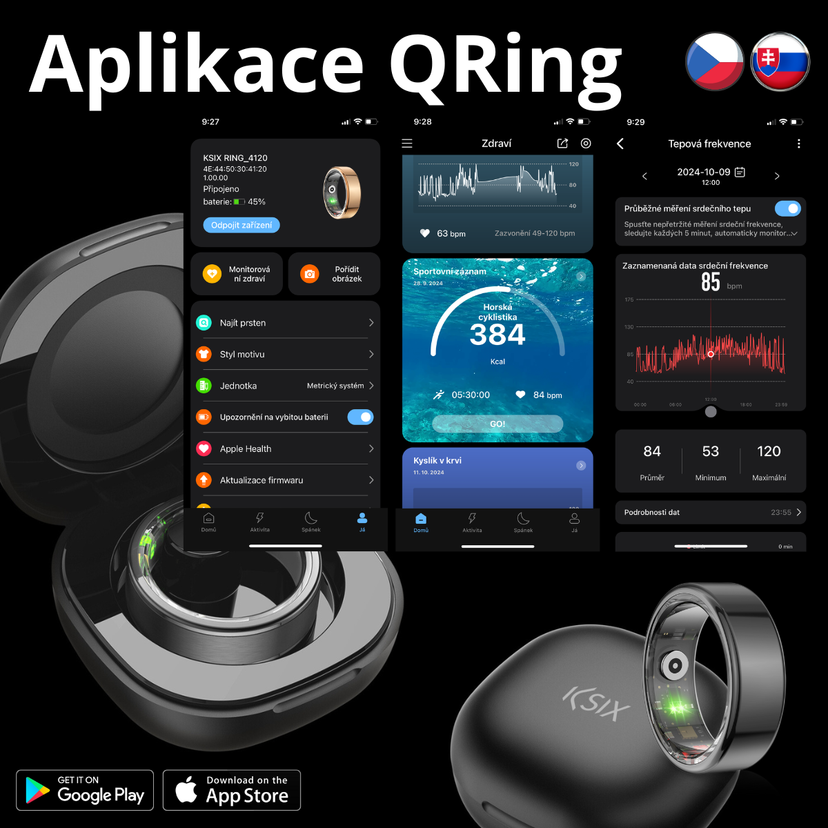 Chytrý prsten KSIX Saturn černý vel S