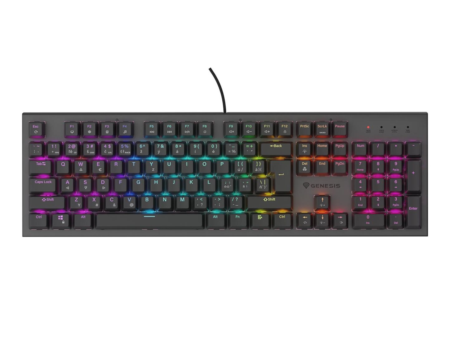 Tichá herní klávesnice GENESIS THOR 303 RGB Outemu Peach Silent