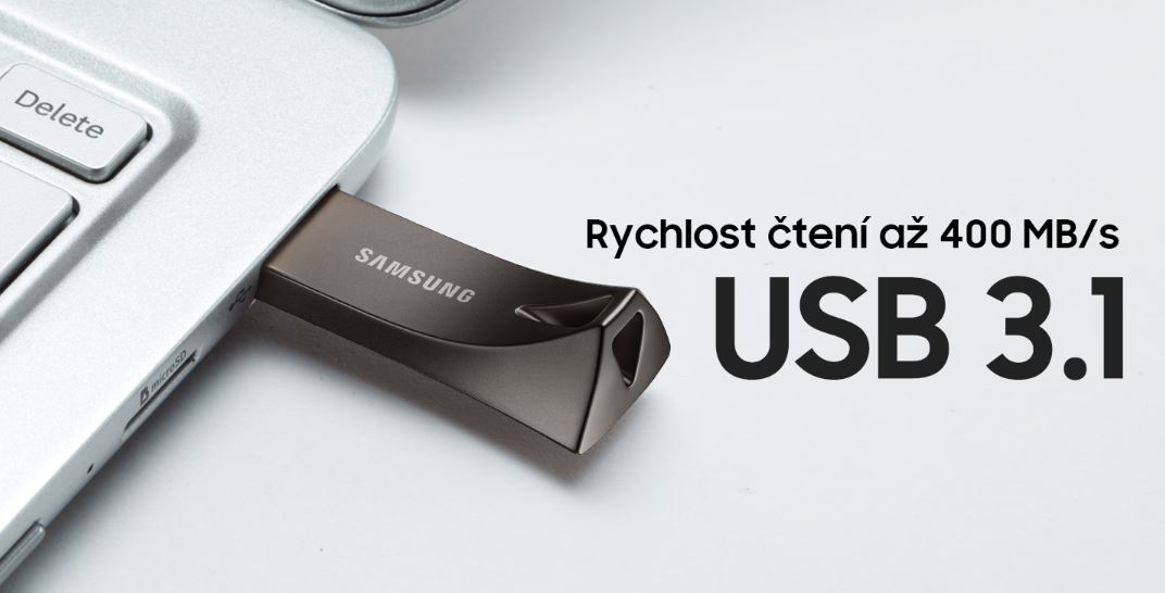 Přenosný flash disk SAMSUNG BAR Plus 512GB Champagne Silver