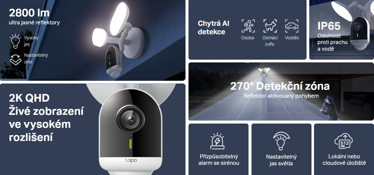 Venkovní smart kamera s reflektory TPLINK Tapo C720