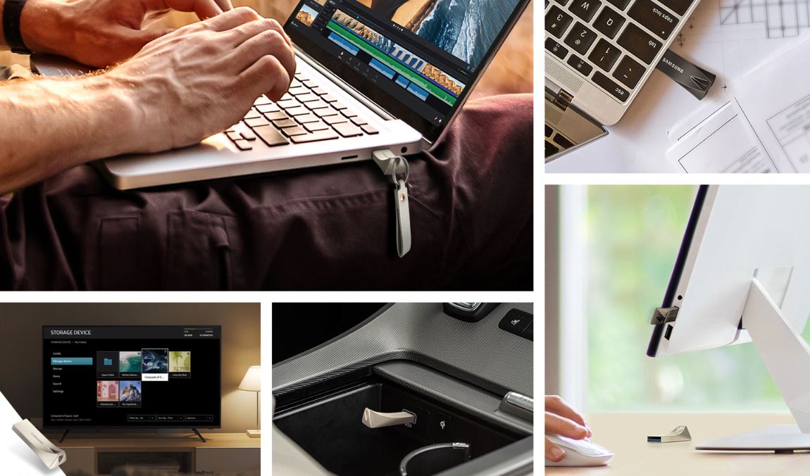 Přenosný flash disk SAMSUNG BAR Plus 128GB Champagne Silver