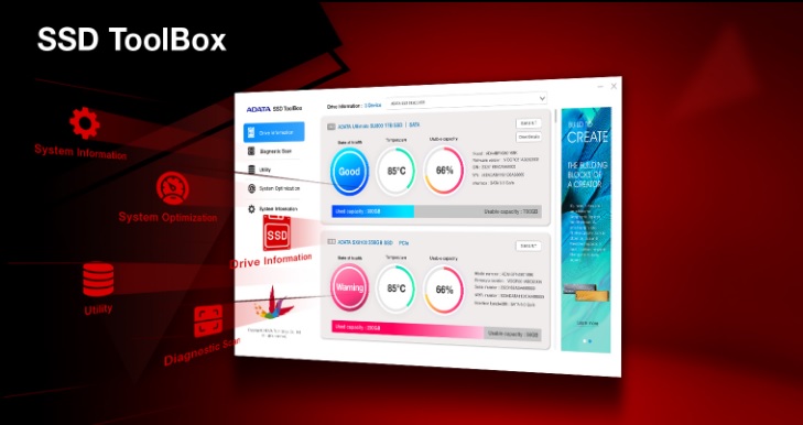 SSD disk ADATA GAMMIX S70 BLADE 2TB M2 NVMe