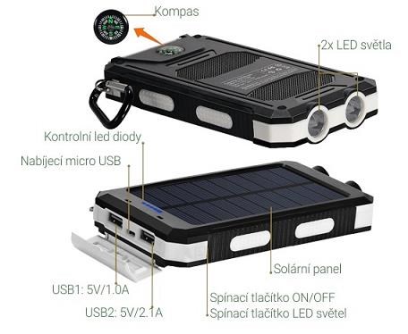 Solární outdoorová power banka Viking Delta I 8000mAh bílooranžový